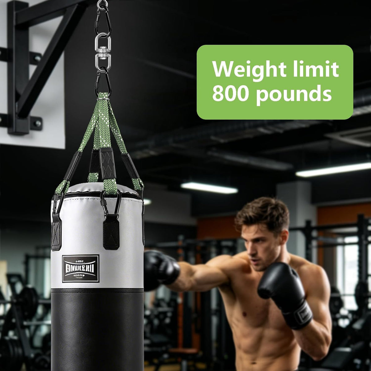 Dakzhou Heavy-Duty Punching Bag Hanger & Strap Set - 180° + 360° Swivel Ceiling & Wall Mount Hook