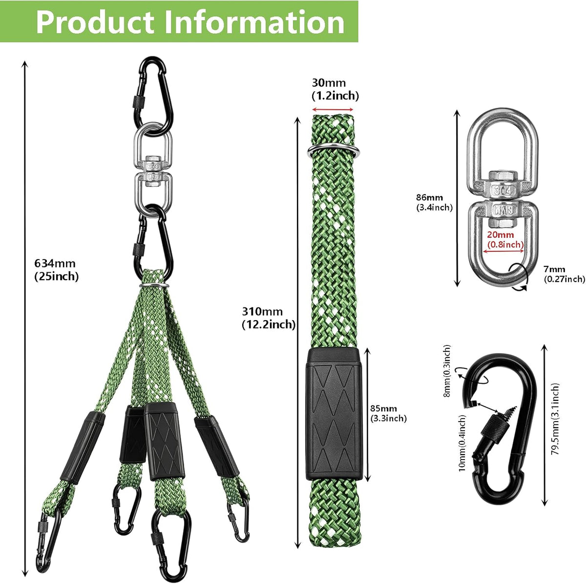 Dakzhou Heavy-Duty Punching Bag Hanger & Strap Set - 180° + 360° Swivel Ceiling & Wall Mount Hook