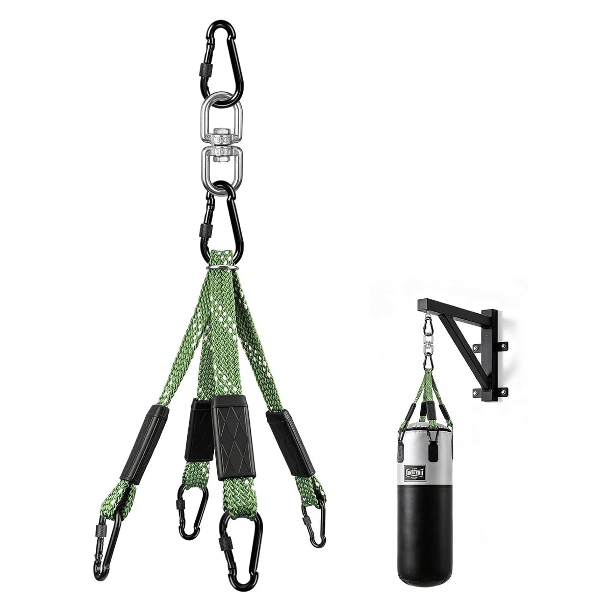 Dakzhou Heavy-Duty Punching Bag Hanger & Strap Set - 180° + 360° Swivel Ceiling & Wall Mount Hook