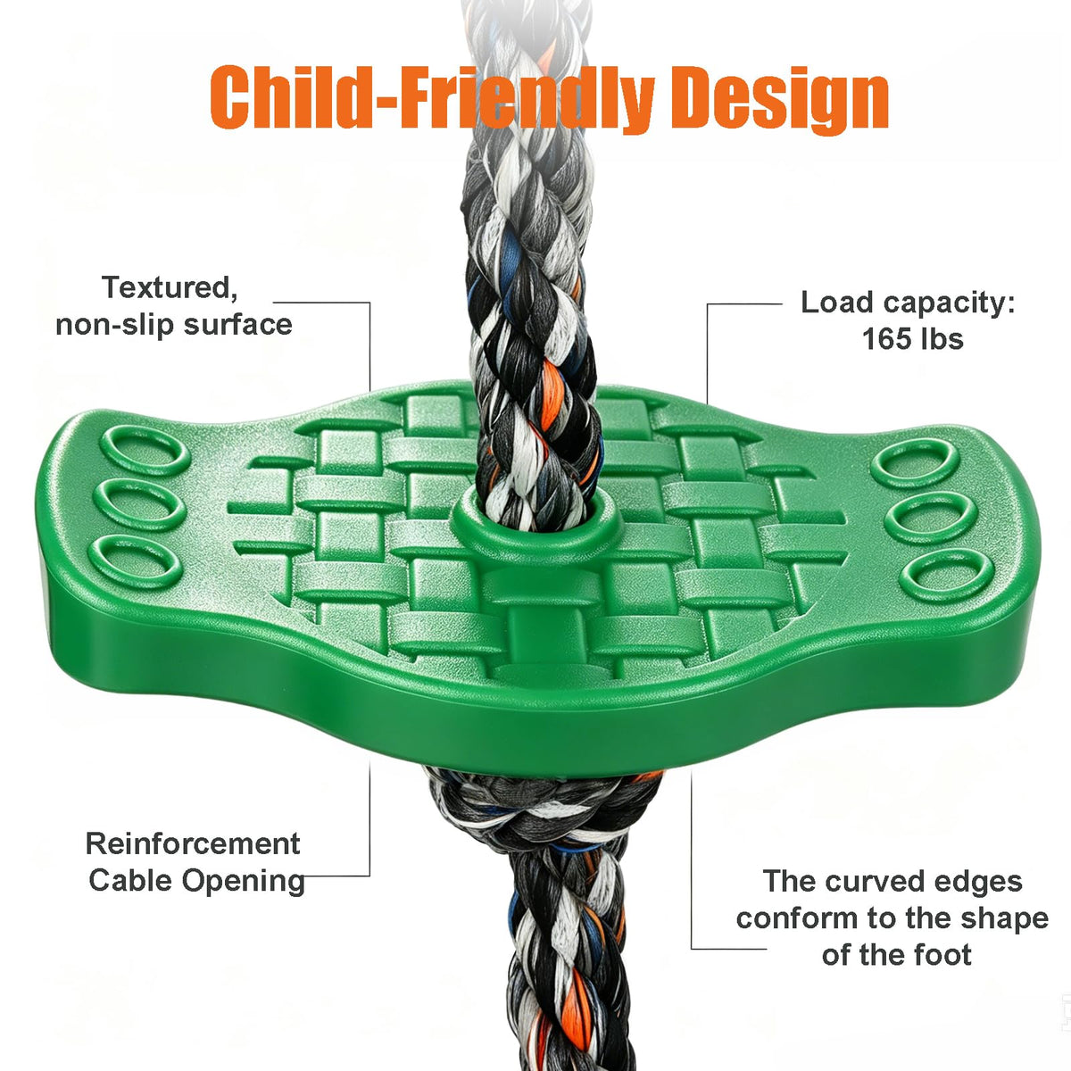 Dakzhou 5-Step Kids Climbing Rope Ladder - Heavy-Duty Outdoor Ninja Slackline & Tree Swing Accessory (165 lbs Capacity)