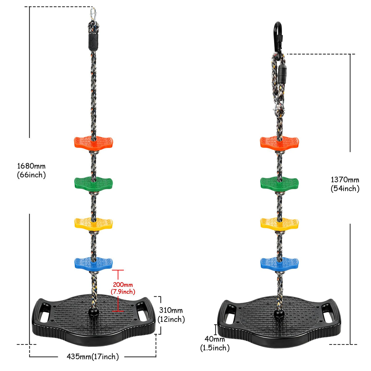 Dakzhou Upgraded Kids Climbing Rope Swing with Side Safety Handles & Tree Protector Set