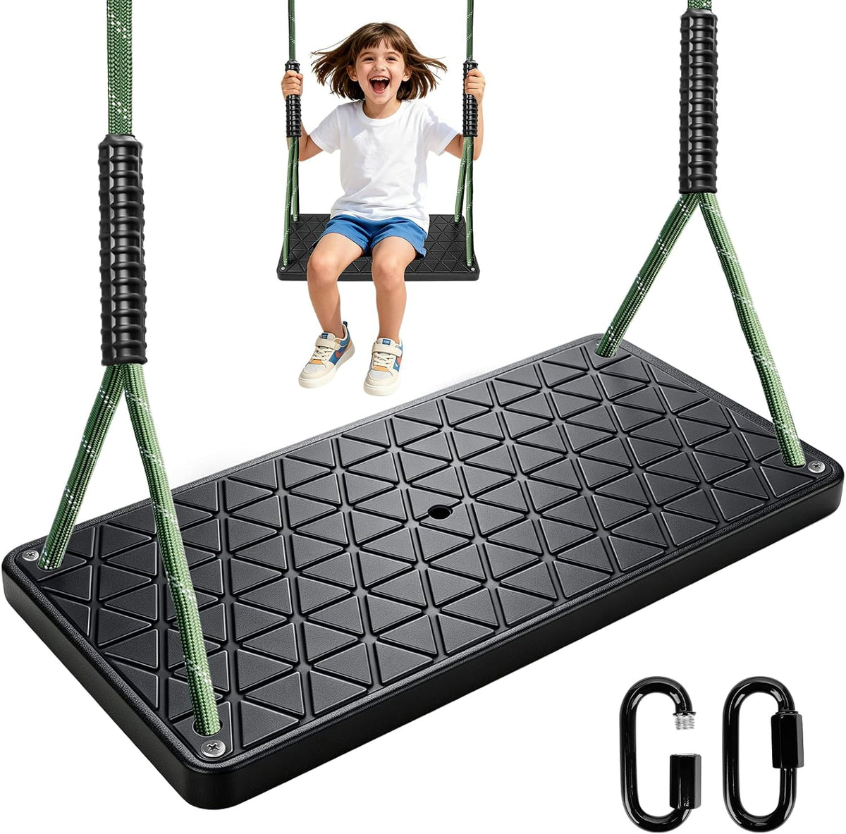 Dakzhou Swing Seat for Kids - Heavy-Duty Tree Swing with Adjustable Ropes & Non-Slip Straps
