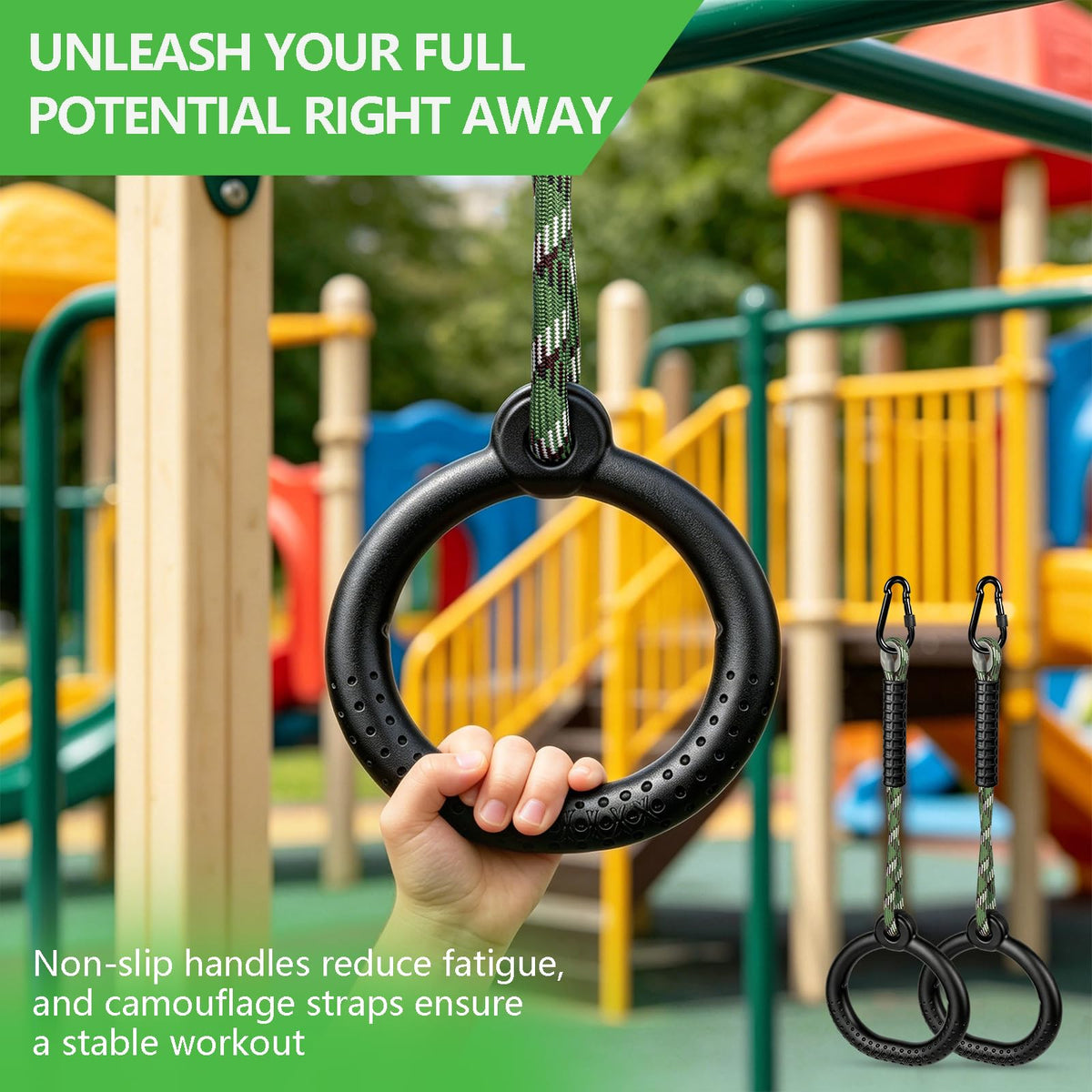 Dakzhou Ninja Gymnastic Rings, Anti-Slip Silicone Grip Monkey Ring