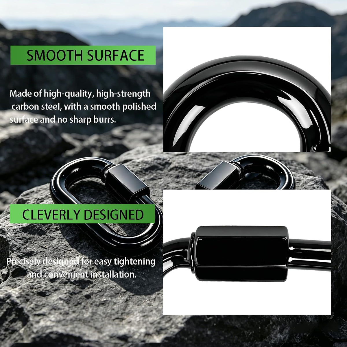 Dakzhou Stainless Steel Quick Link Chain Connector & Screw Carabiner – Heavy Duty Locking Link for Hammocks, Camping, & Swing Sets