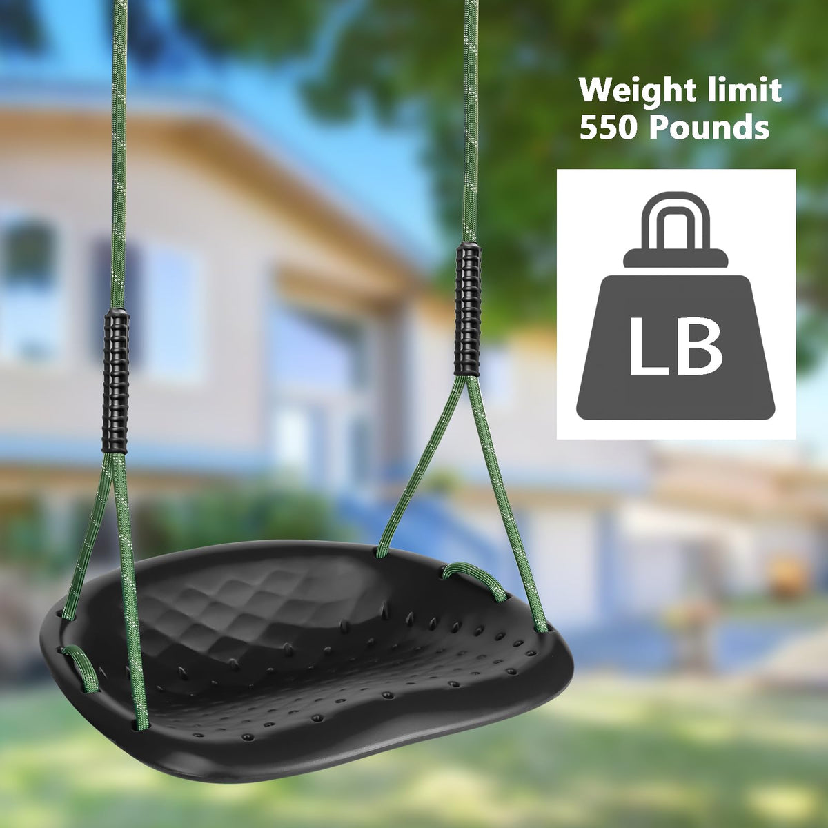 Dakzhou Heavy-Duty Tree Swing Seat for Kids & Adults | Outdoor Height-Adjustable Backyard & Garden Swing (550 lbs)