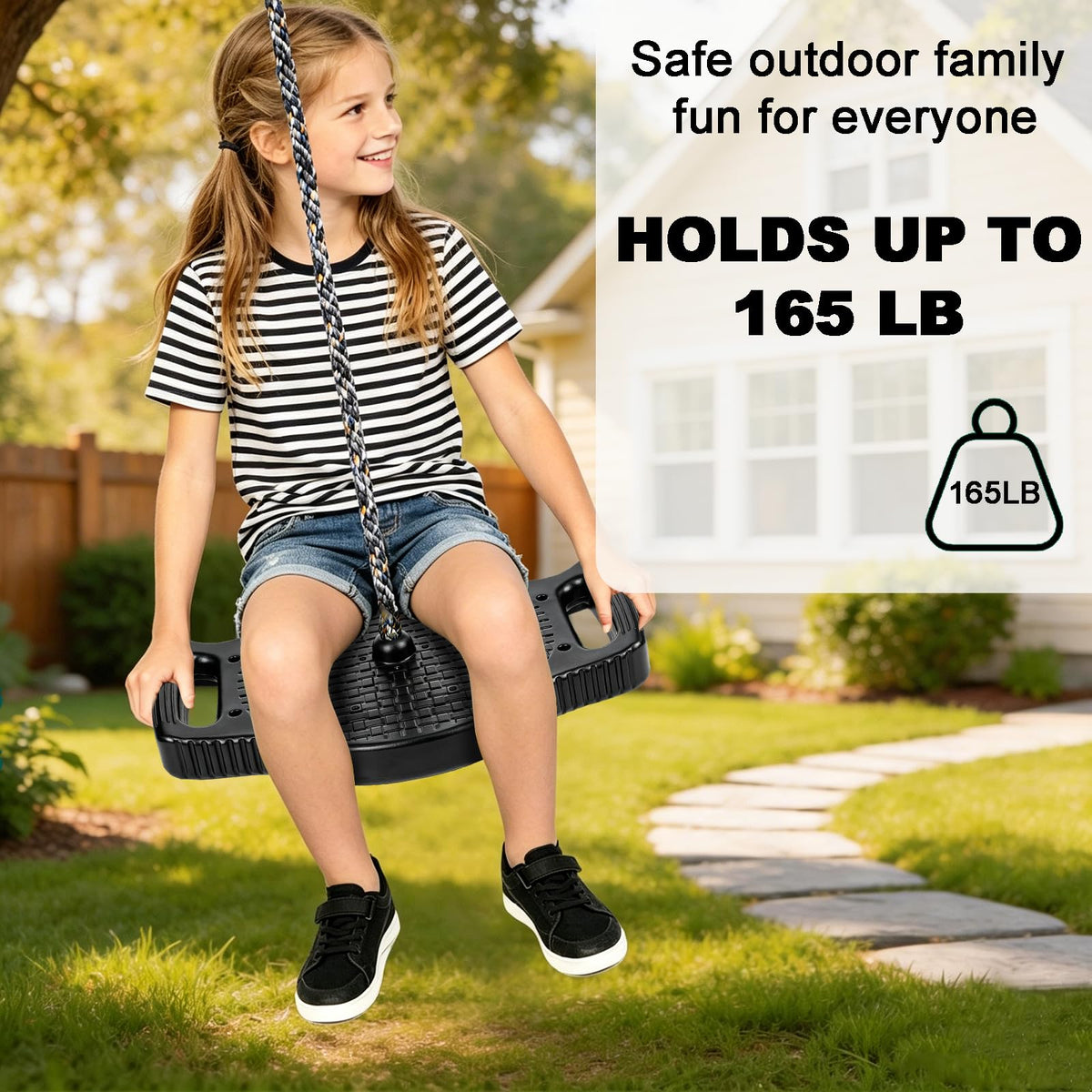 Dakzhou 4-in-1 Standing Disc Swing Seat with Climbing Platforms | Outdoor Backyard Tree & Playground Accessories