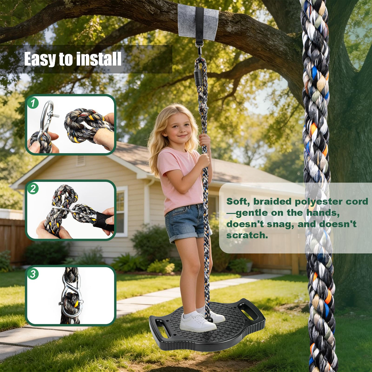 Dakzhou 4-in-1 Standing Disc Swing Seat with Climbing Platforms | Outdoor Backyard Tree & Playground Accessories