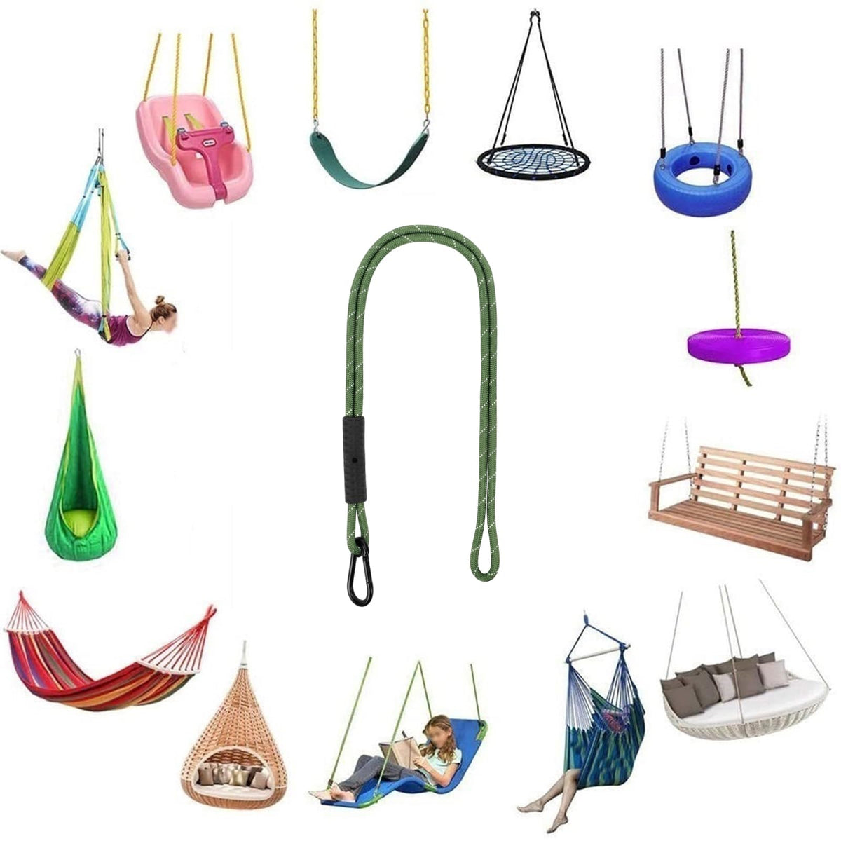 Dakzhou Heavy-Duty Tree Swing Rope and Hammock Hanging Straps 2 Pack