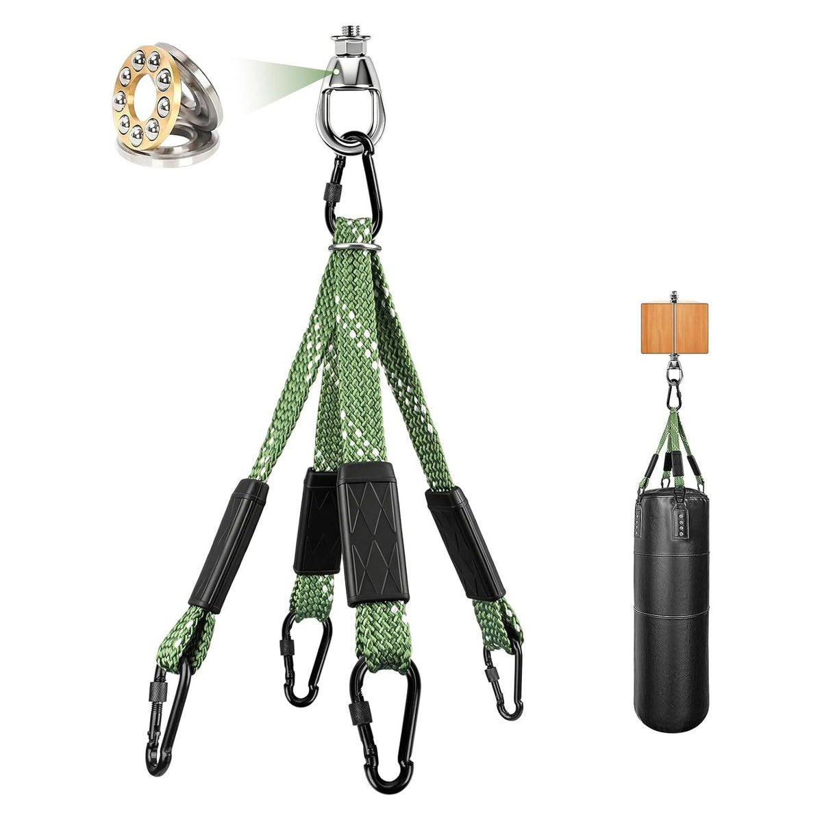 Dakzhou Heavy-Duty Punching Bag Hanger & Strap Set - 180° + 360° Swivel Ceiling & Wall Mount Hook