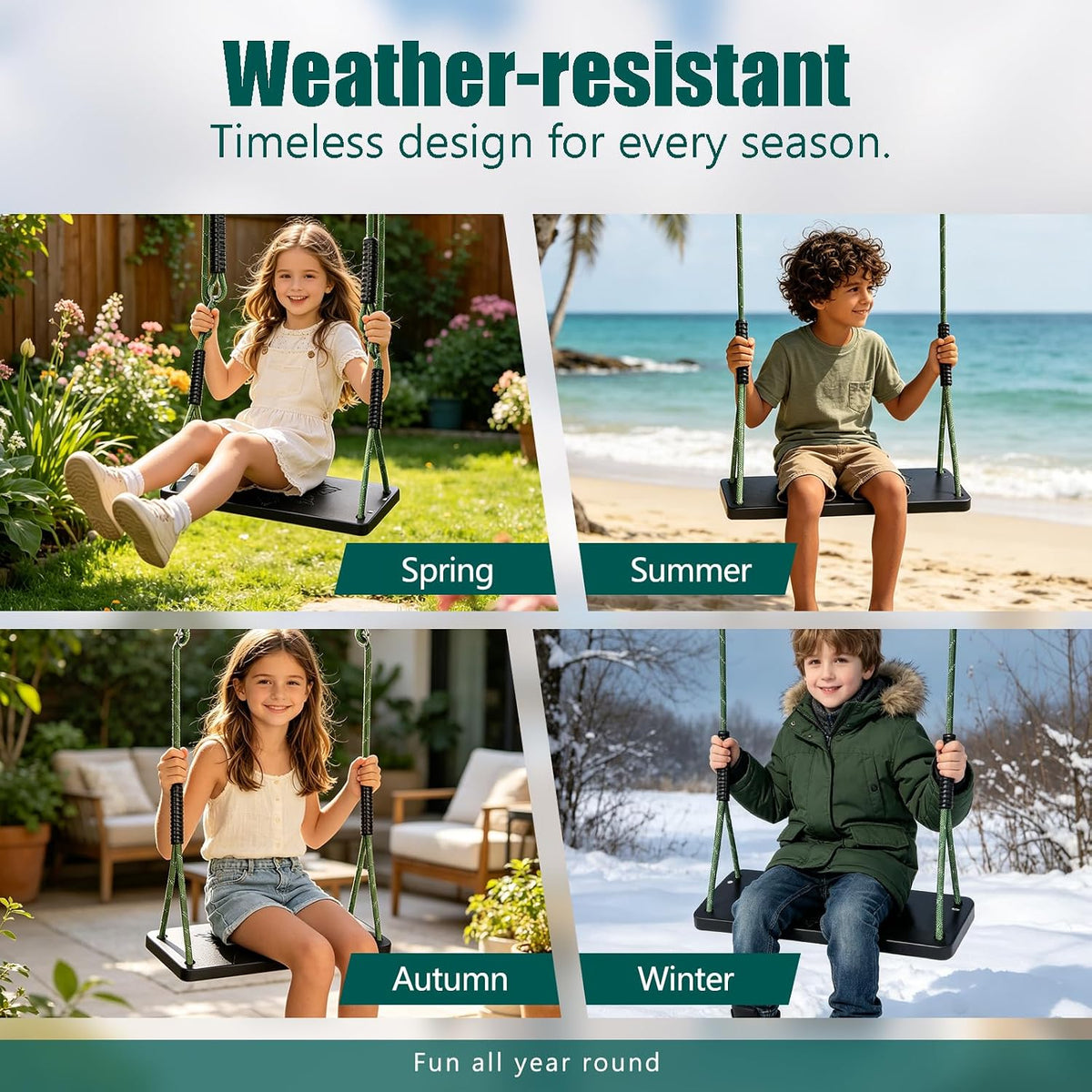 Dakzhou Swing Seat for Kids - Heavy-Duty Tree Swing with Adjustable Ropes & Non-Slip Straps