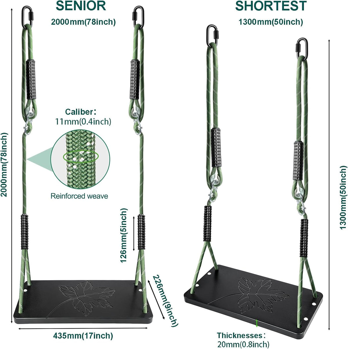 Dakzhou Swing Seat for Kids - Heavy-Duty Tree Swing with Adjustable Ropes & Non-Slip Straps