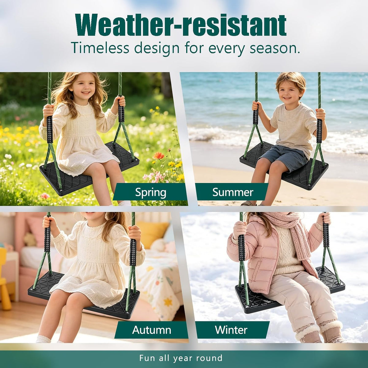 Dakzhou Swing Seat for Kids - Heavy-Duty Tree Swing with Adjustable Ropes & Non-Slip Straps