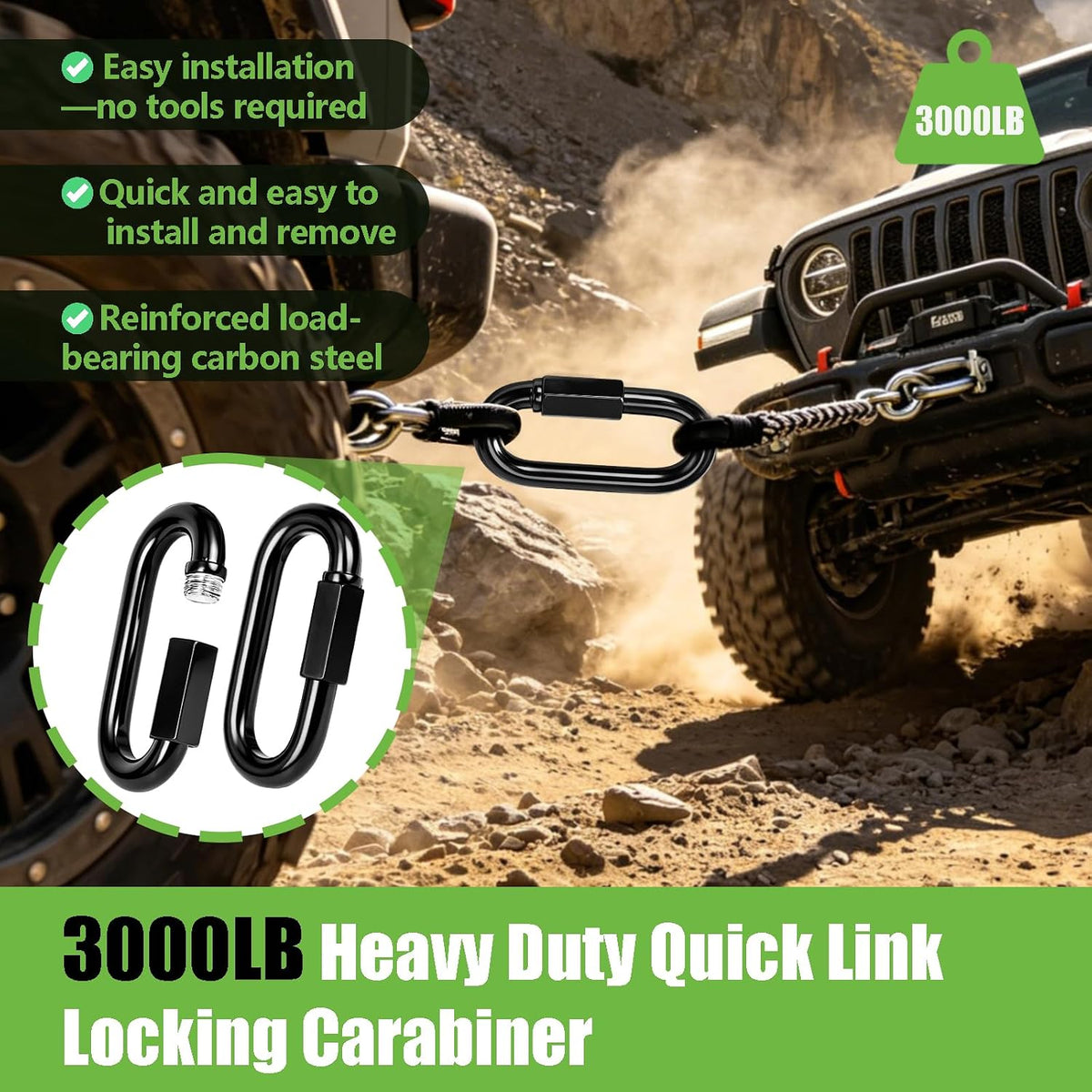Dakzhou Stainless Steel Quick Link Chain Connector & Screw Carabiner – Heavy Duty Locking Link for Hammocks, Camping, & Swing Sets
